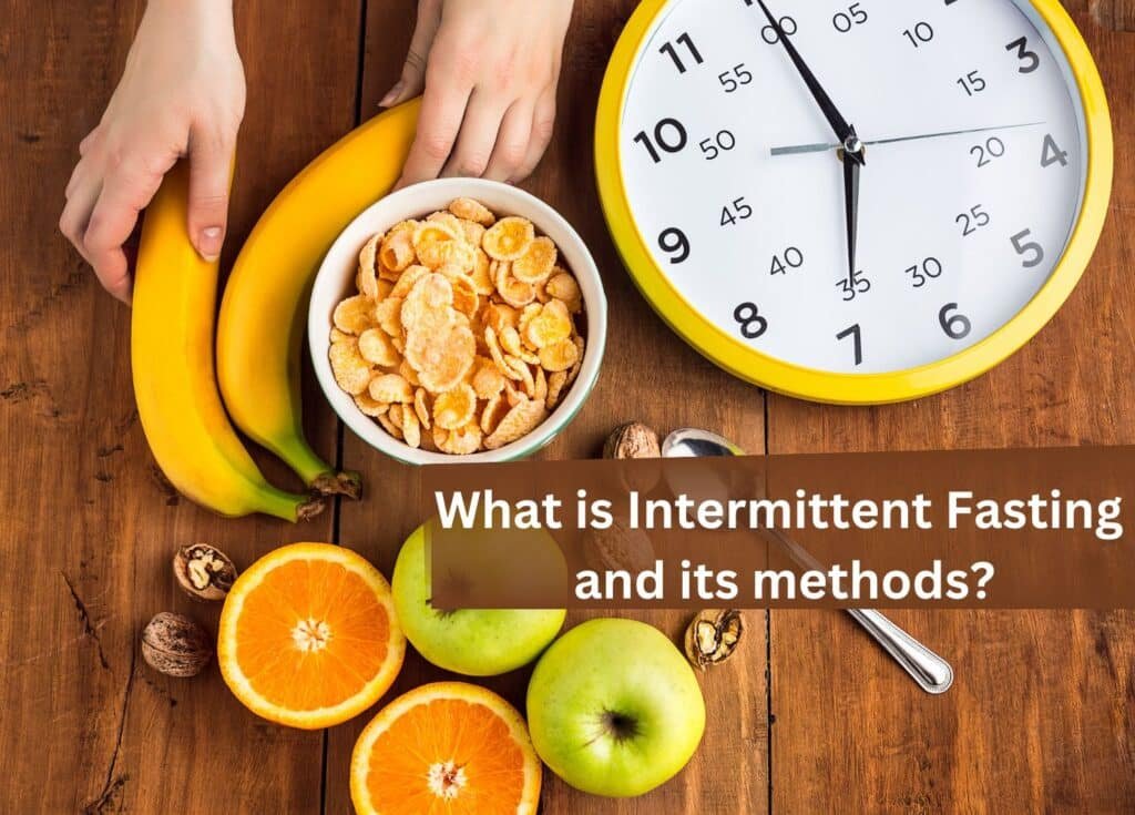 Image of a Clock and food symbolizes Intermittent fasting