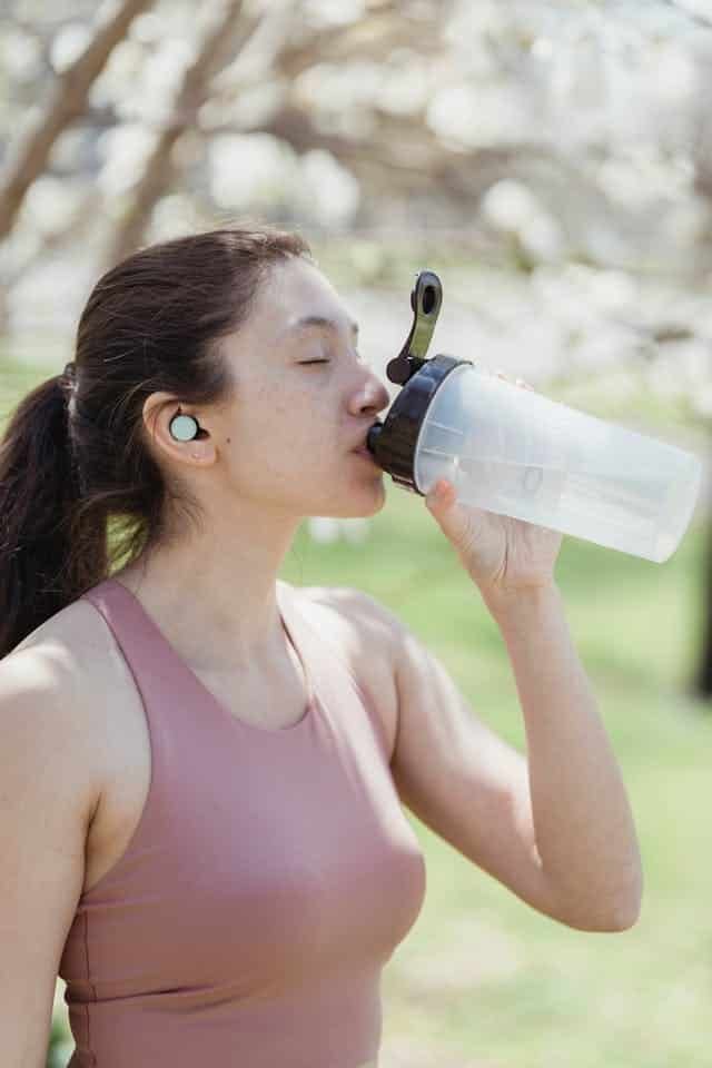 A women drinking water