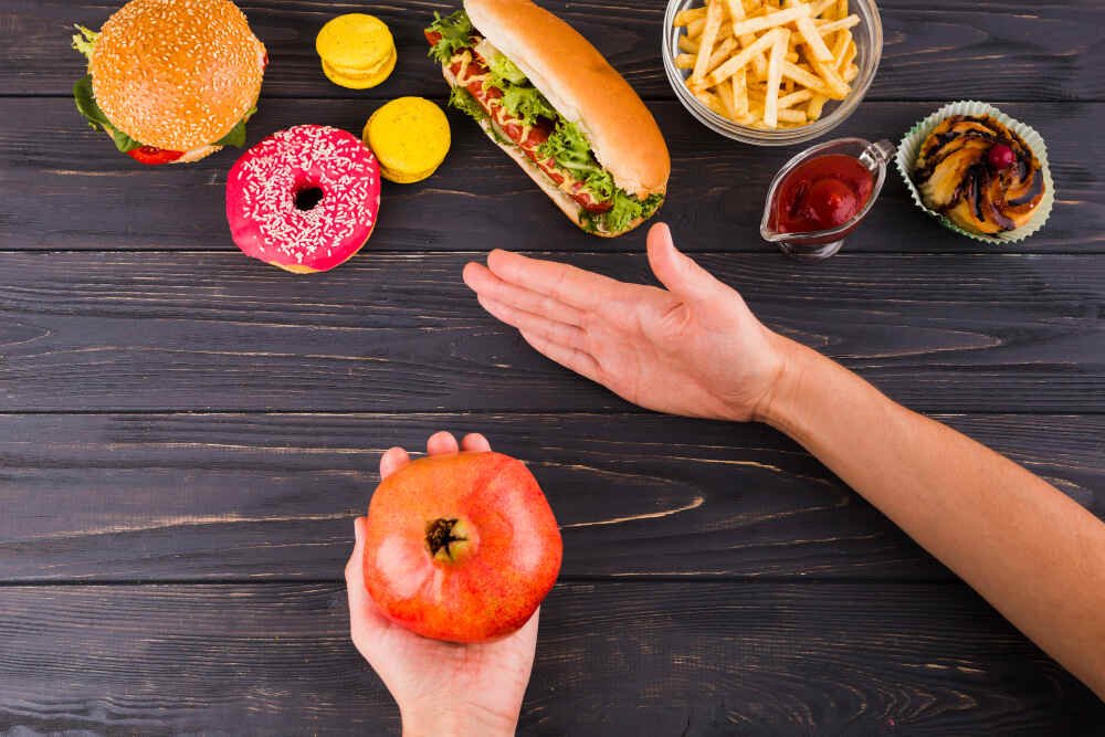avoiding all the junk foods and preferring to heathy foods