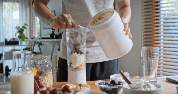 Mixing protein powder in the drink